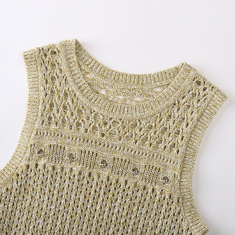 Round Neck Sleeveless Knit Sweater