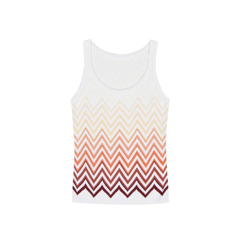 Women's Custom White Sleeveless Knit Top