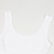 White Round Neck Sleeveless Knit Dress