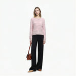 Load image into Gallery viewer, Women's Custom Pink Round Neck Long Sleeve Alpaca Knit Sweater | OEM/ODM Knitwear Manufacturer