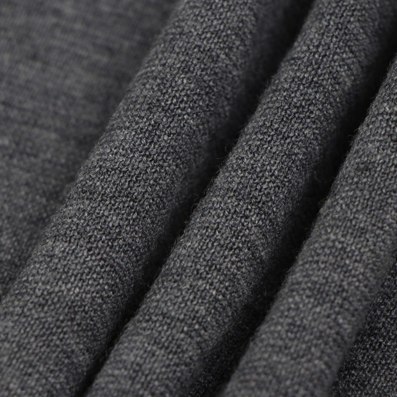 Gray Off Shoulder Long Sleeve Knit Dress Wool