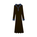 Load image into Gallery viewer, Gray Polo Collar Long Sleeve Knit Dress Wool