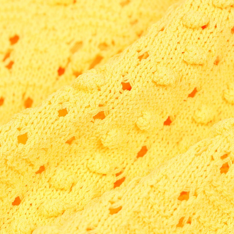 Women's Custom Yellow V-Neck Sleeveless Knit Dress | OEM/ODM Knitwear Manufacturer