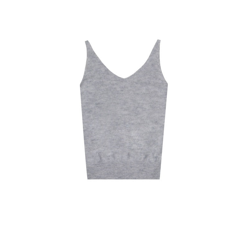 Women's Custom Gray V-Neck Long Sleeve Wool Knit Cardigan | OEM/ODM Knitwear Manufacturer