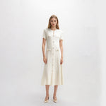 Load image into Gallery viewer, Women's Custom White Round Neck Short Sleeve Knit Dress | OEM/ODM Knitwear Manufacturer