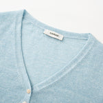Load image into Gallery viewer, Women's Custom Blue V-Neck Short Sleeve Button-Front Wool Knit Cardigan | OEM/ODM Knitwear Manufacturer