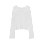 Load image into Gallery viewer, White Round Neck Long Sleeve Knit Sweater Wool