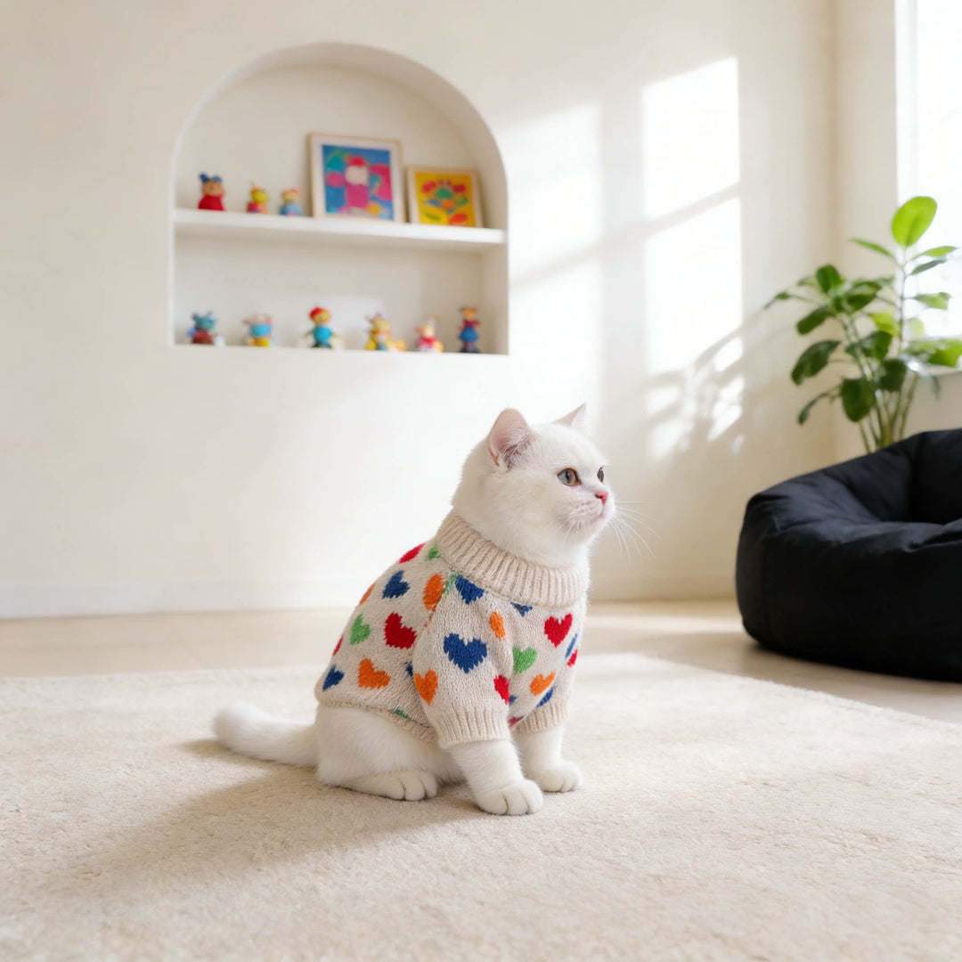 Double-Layer Heart Pattern Pet Sweater | Custom OEM Knitwear