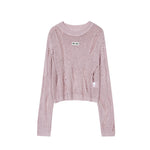 Load image into Gallery viewer, Women's Custom Pink Round Neck Long Sleeve Wool Knit Sweater | OEM/ODM Knitwear Manufacturer
