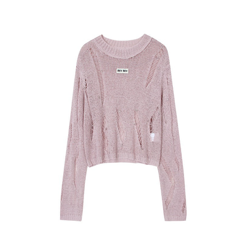 Women's Custom Pink Round Neck Long Sleeve Wool Knit Sweater | OEM/ODM Knitwear Manufacturer