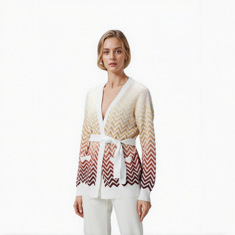 Women's Custom V-Neck Long Sleeve Knit Cardigan