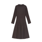 Load image into Gallery viewer, Women's Custom Brown Round Neck Long Sleeve Knit Dress | OEM/ODM Knitwear Manufacturer