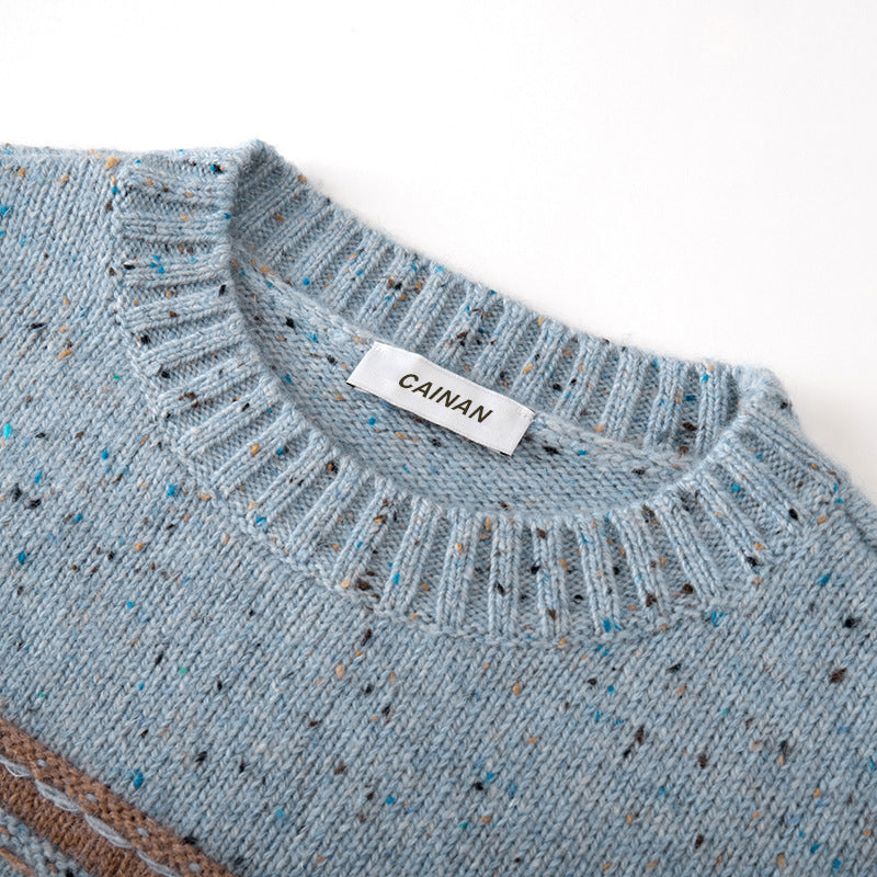 Round Neck Long Sleeve Knit Sweater Wool