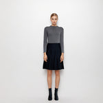 Load image into Gallery viewer, Women's Custom Black &amp; Dark Gray Round Neck Long Sleeve Wool Knit Sweater | OEM/ODM Knitwear Manufacturer