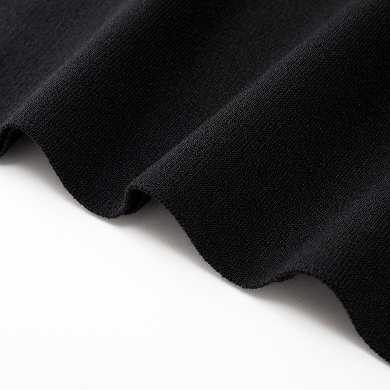 Women's Custom Black V-Neck Spaghetti Strap Knit Maxi Dress | OEM/ODM Knitwear Manufacturer