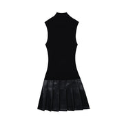 Black High Neck Sleeveless Knit Dress