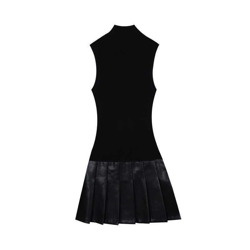 Black High Neck Sleeveless Knit Dress
