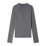 Load image into Gallery viewer, Women's Custom Black &amp; Dark Gray Round Neck Long Sleeve Wool Knit Sweater | OEM/ODM Knitwear Manufacturer