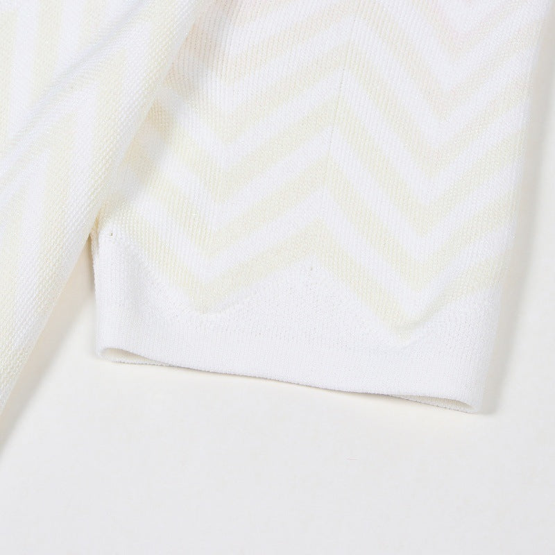 Women's Custom White Round Neck Short Sleeve Knit Dress
