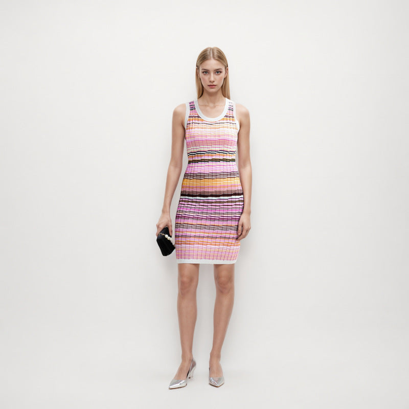 Women's Custom Round Neck Sleeveless Tencel Knit Dress