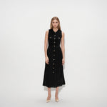 Load image into Gallery viewer, Women's Custom Black Round Neck Sleeveless Knit Dress