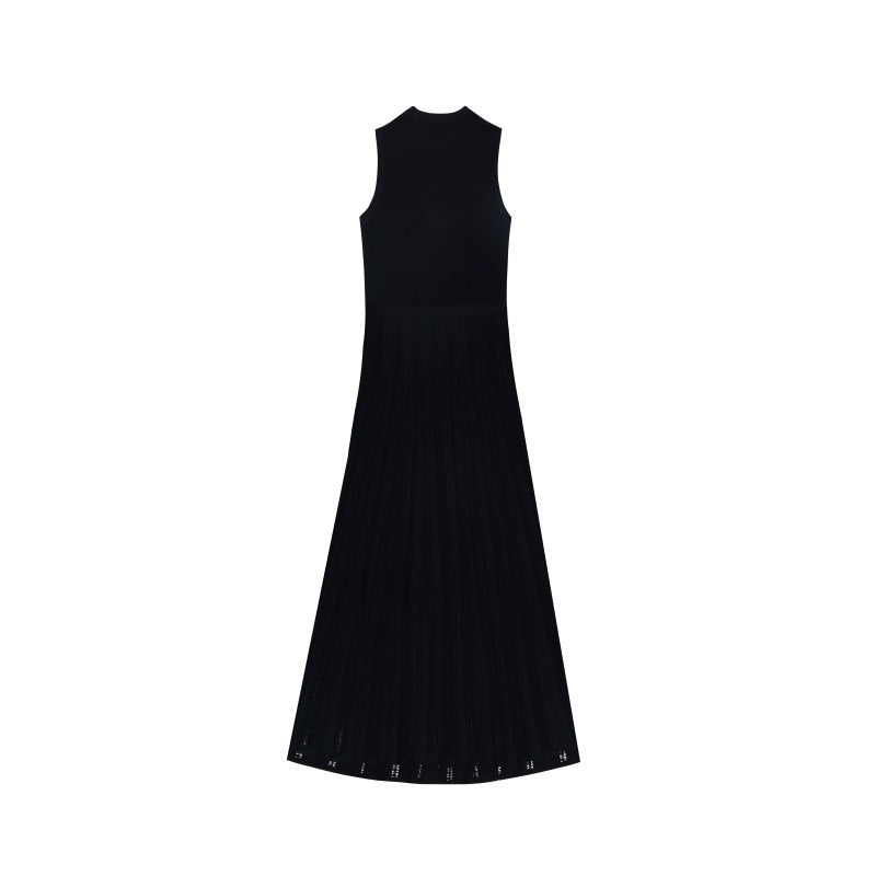 Women's Custom Black Round Neck Sleeveless Knit Dress
