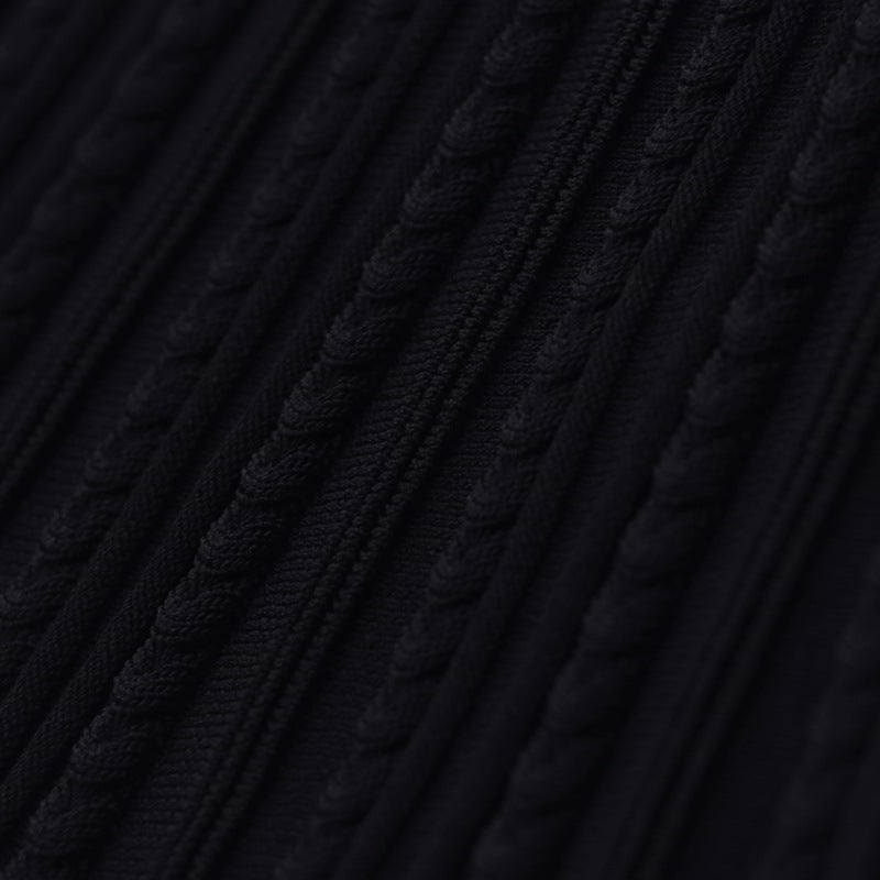 Women's Custom Black Round Neck Sleeveless Knit Dress