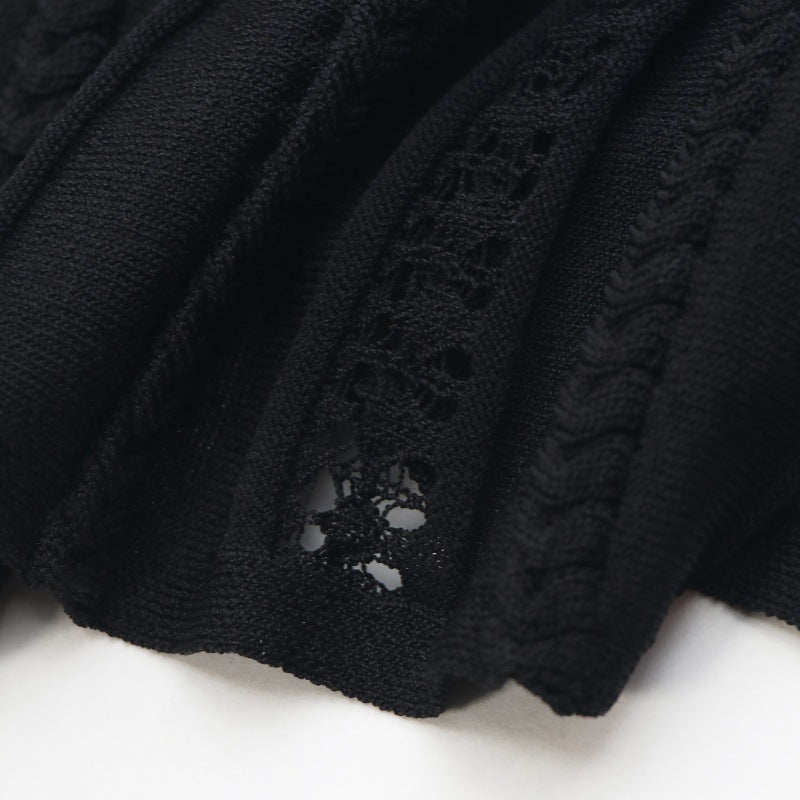 Women's Custom Black Round Neck Sleeveless Knit Dress