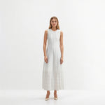 Load image into Gallery viewer, Women's Custom White Round Neck Sleeveless Cotton Knit Dress