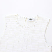 Women's Custom White Round Neck Sleeveless Cotton Knit Dress