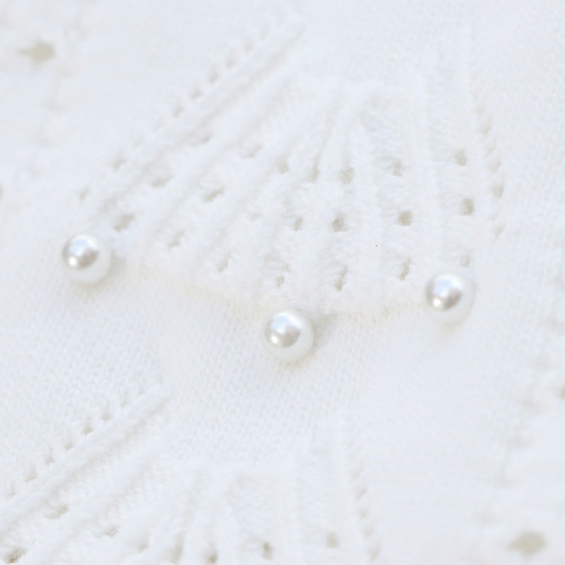 Women's Custom White Round Neck Sleeveless Cotton Knit Dress
