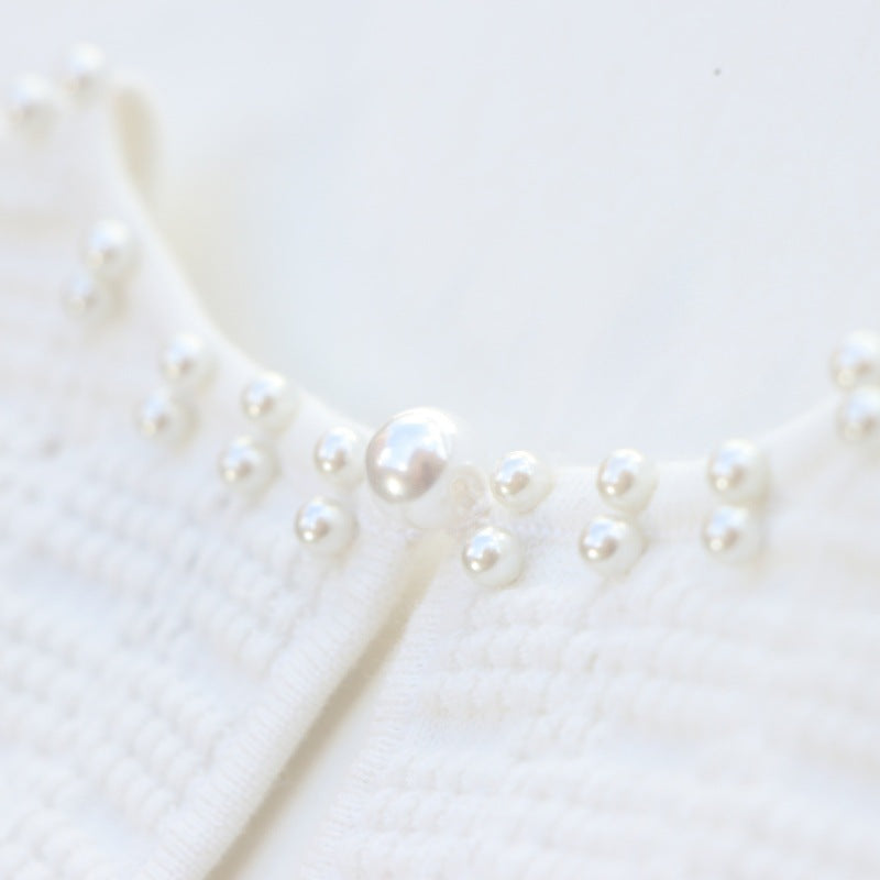 Women's Custom White Round Neck Sleeveless Cotton Knit Dress
