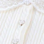 Load image into Gallery viewer, Women's Custom White Polo Collar Short Sleeve Wool Sweater