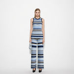 Load image into Gallery viewer, Women's Custom Striped Round Neck Sleeveless Knit Top &amp; Pants Set