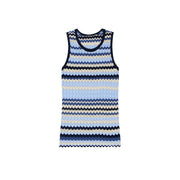 Women's Custom Striped Round Neck Sleeveless Knit Top & Pants Set