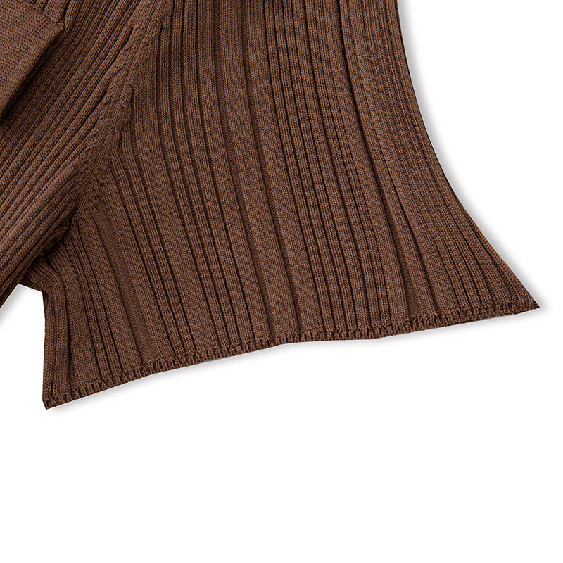 Women's Custom Brown V-Neck Short Sleeve Knit Dress