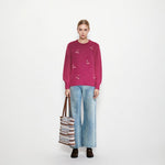 Load image into Gallery viewer, Women's Custom Pink Round Neck Long Sleeve Wool Knit Sweater | OEM/ODM Knitwear Manufacturer