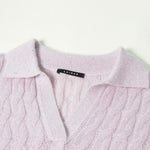Load image into Gallery viewer, Pink Lapel Short Sleeve Knit Sweater Wool