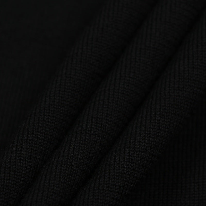 Black Short Sleeve Knit Dress Wool