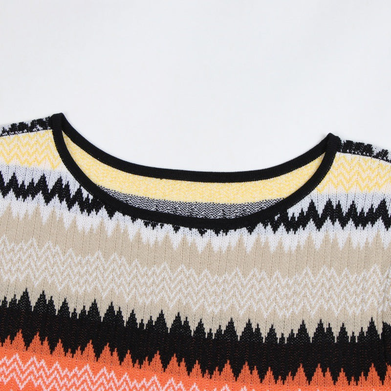 Women's Custom Round Neck Long Sleeve Knit Dress | CaiNan
