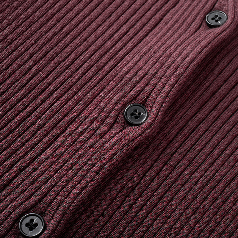 Women's Custom Burgundy V-Neck Long Sleeve Wool Knit Sweater | OEM/ODM Knitwear Manufacturer