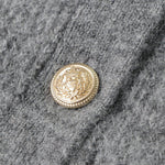 Load image into Gallery viewer, Gray Round Neck Long Sleeve Knit Cardigan Wool
