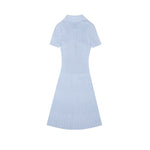 Load image into Gallery viewer, Women's Custom Misty Blue Polo Collar Short Sleeve Knit Dress