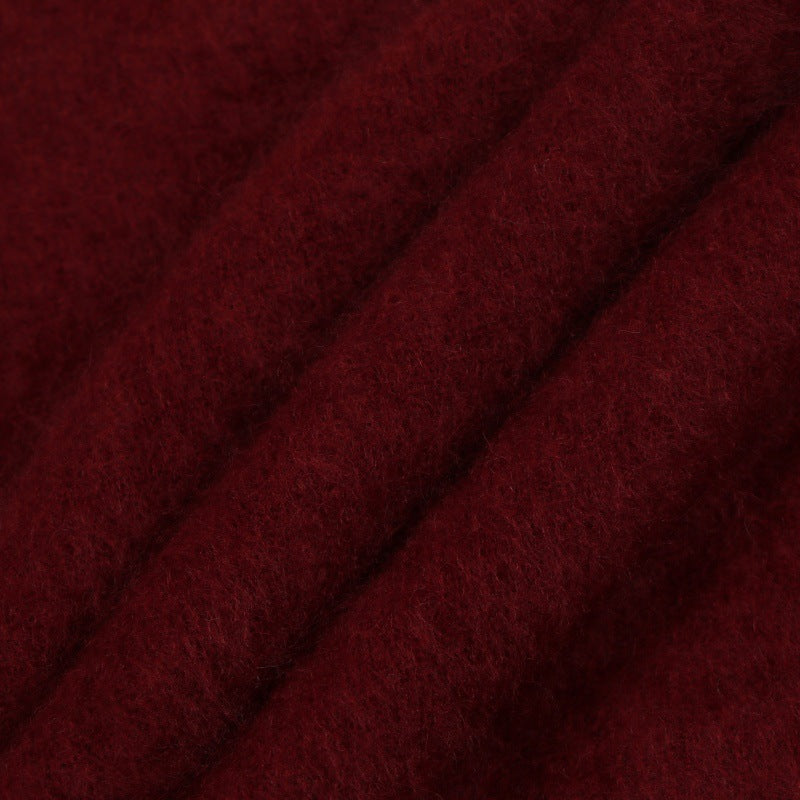 Women's Custom Burgundy V-Neck Slim Fit Long Sleeve Wool Knit Sweater | OEM/ODM Knitwear Manufacturer