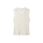 Load image into Gallery viewer, Women's Custom White Polo Collar Sleeveless Cotton Knit Top | OEM/ODM Knitwear Manufacturer