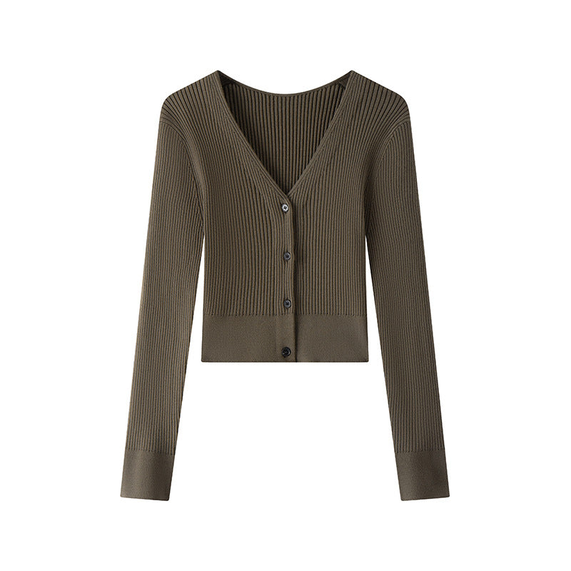 Women's Custom Burgundy V-Neck Long Sleeve Wool Knit Sweater | OEM/ODM Knitwear Manufacturer