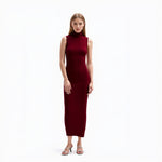 Load image into Gallery viewer, Red High Neck Sleeveless Knit Dress Wool