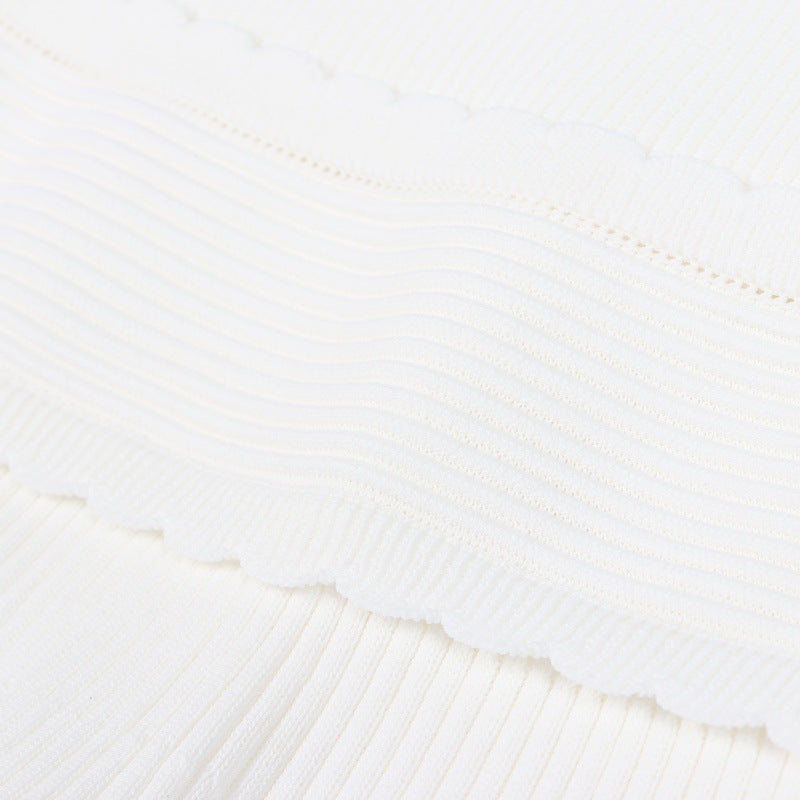 White Round Neck Sleeveless Knit Dress