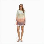 Load image into Gallery viewer, Women's Custom White Round Neck Long Sleeve Knit Dress