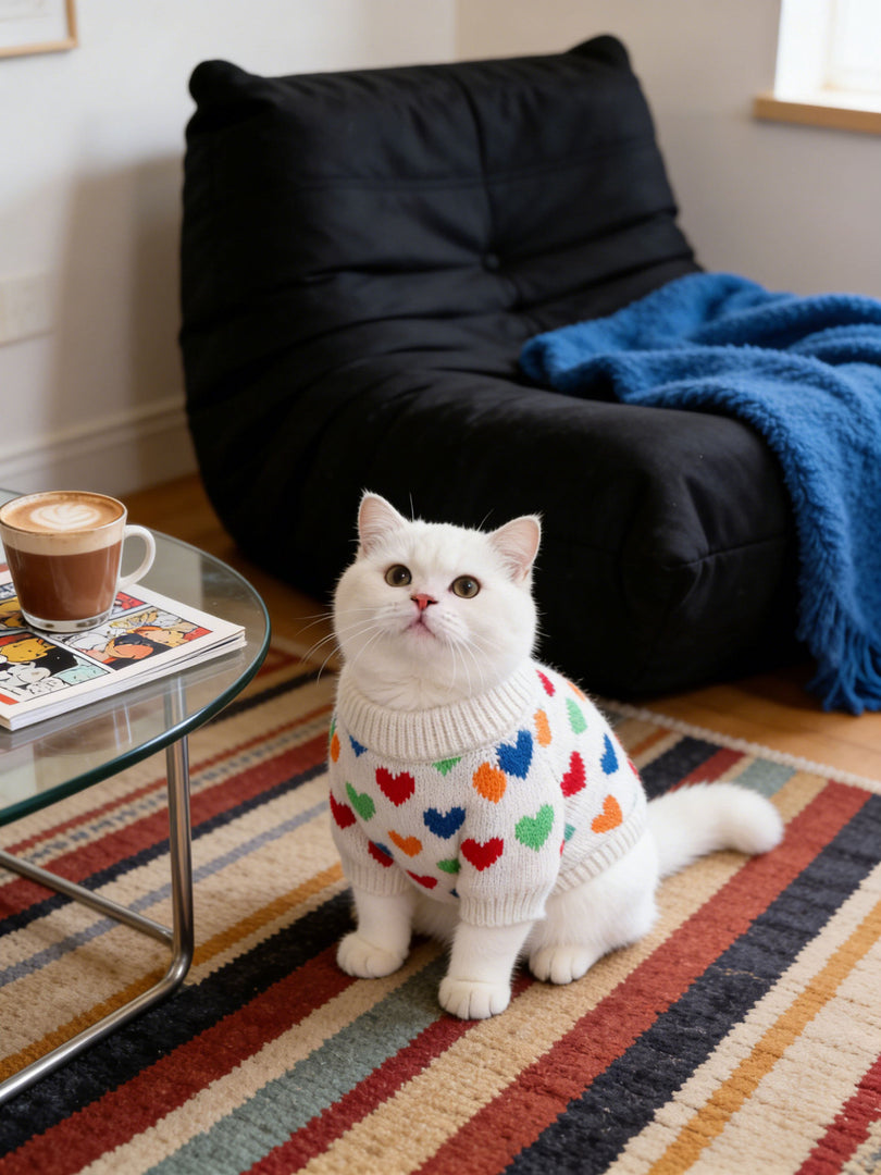 Double-Layer Heart Pattern Pet Sweater | Custom OEM Knitwear